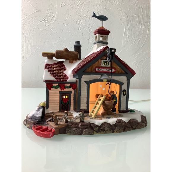 VTG Santa’s workbench collection Boat Shop Towne Series porcelain village * - Picture 1 of 12